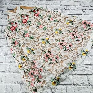 Belle Badgley Mischka Floral Lace Mini Dress Size 12 Swing Halter Lace Sleeveles